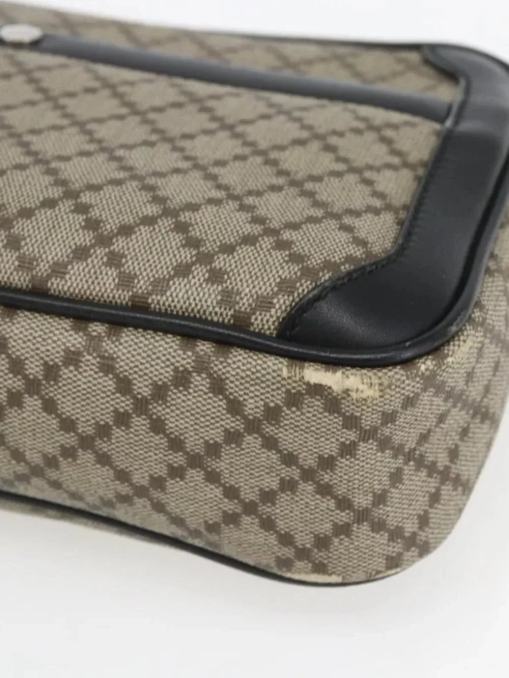 GUCCI Diamante Clutch Bag PVC Leather Beige - Picture 11 of 16